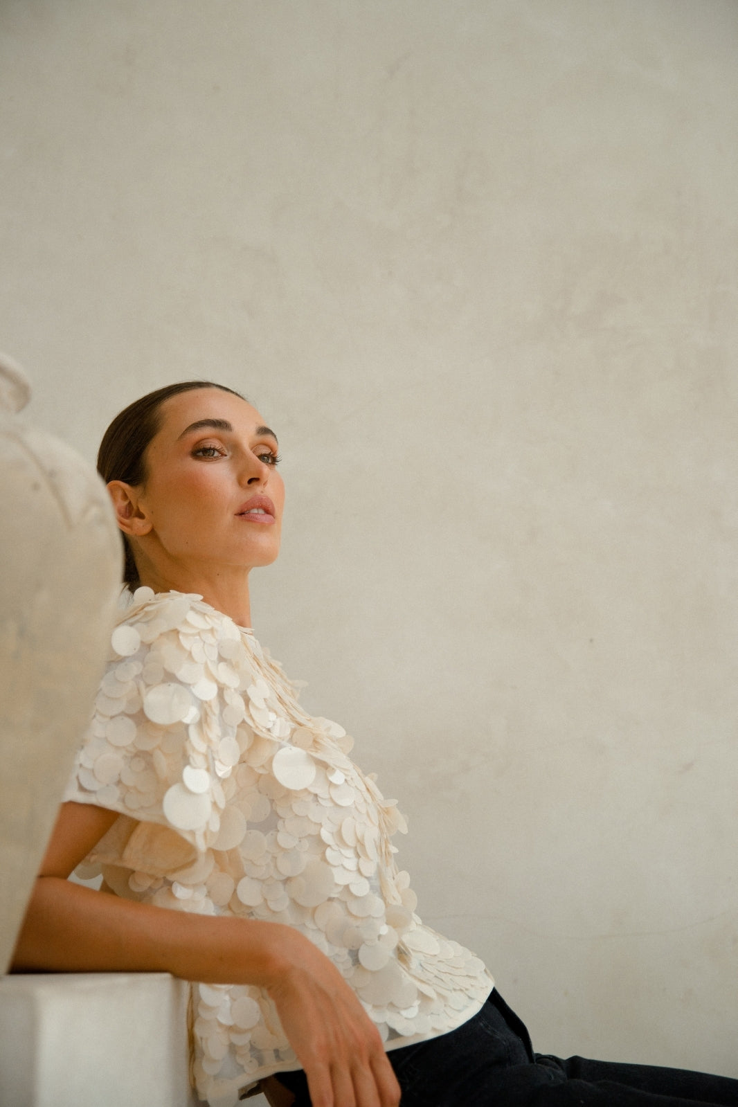 Tallulah Sequin Top | Ivory