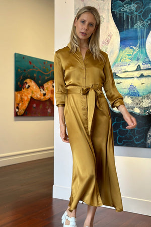 Milan Silk Dress | Gold