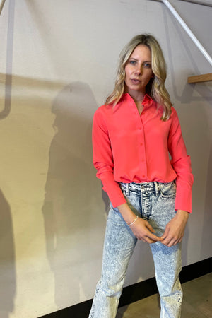 Arabella Blouse - Neon Coral