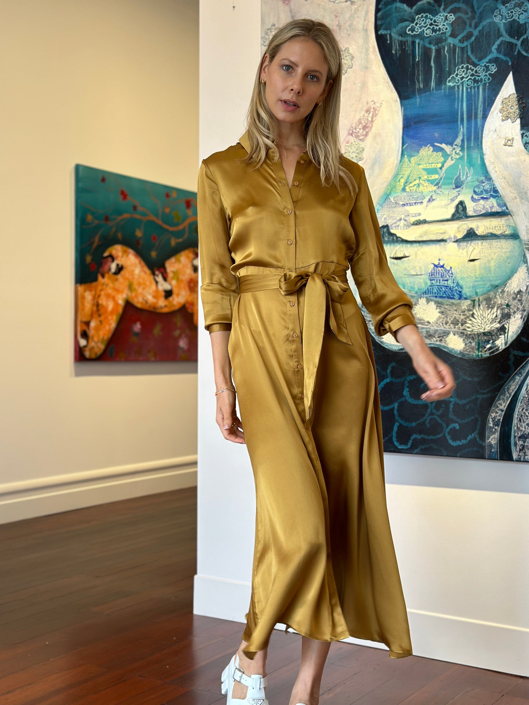 Milan Silk Dress | Gold